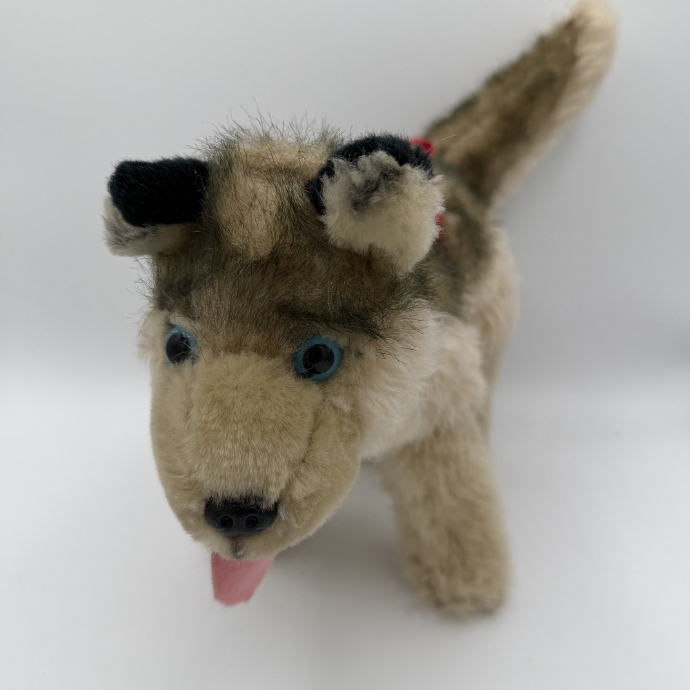 Vintage Kipmik Products Husky Dog Plush Toy with Harness and Tongue Out